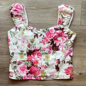 Abercrombie & Fitch Floral Crop Top - Pink and Green